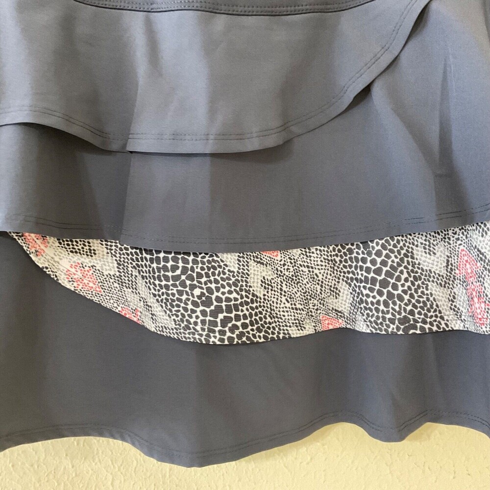 Bolle Women’s gray animal print  Bolle tiered ruffle  Skirt Skort XL - Picture 3 of 9